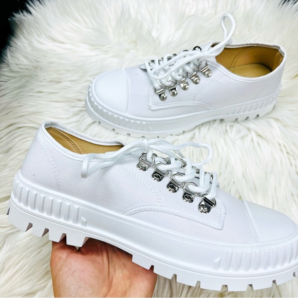 White lace up chunky sneaker - Picture 3 of 7